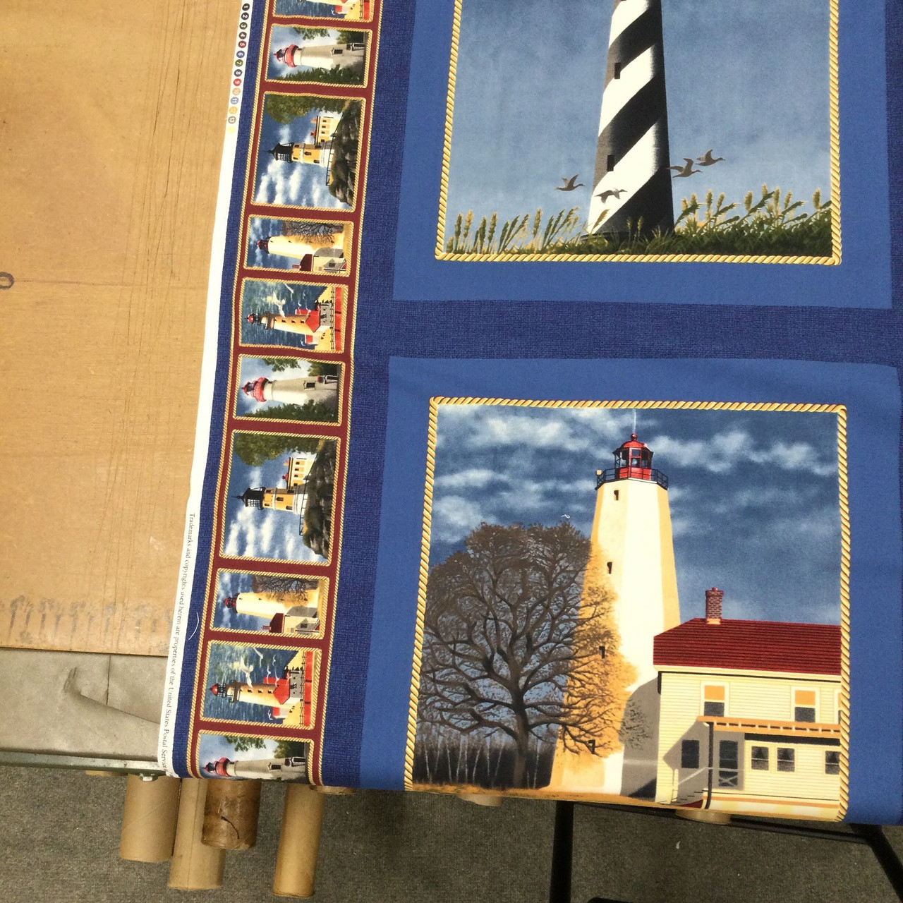 Lighthouse Pillow Panel, Cranston, 36x44, 100 % Cotton, Quilt Panel