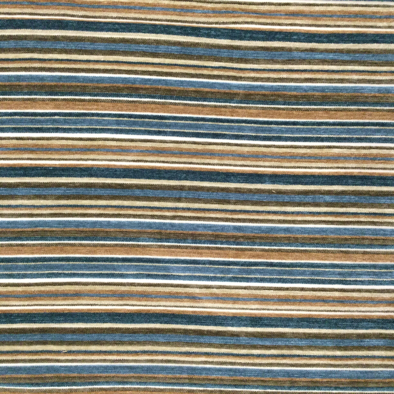 Striped Raised Chenille Velvet in Dark Blue and Brown | R-DIXON