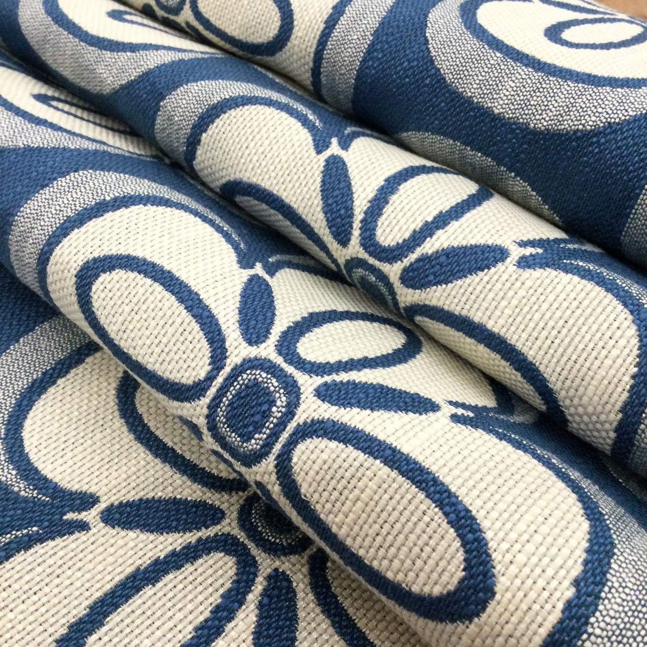 Indigo Blue Beige Indigo Plaid Upholstery Fabric by The Yard