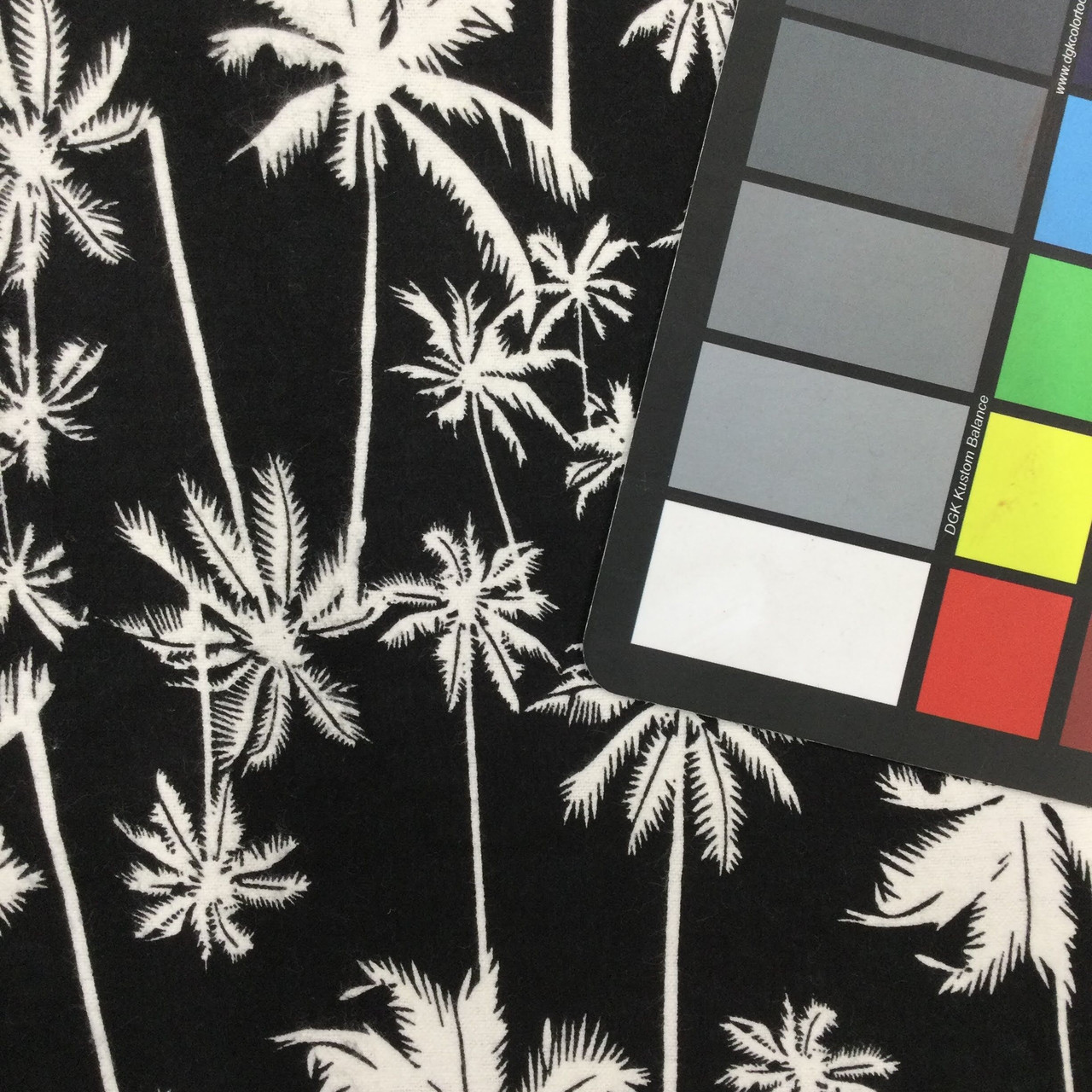 Palm Trees in Black and White, Flannel Fabric, 44 Wide, 100% Cotton