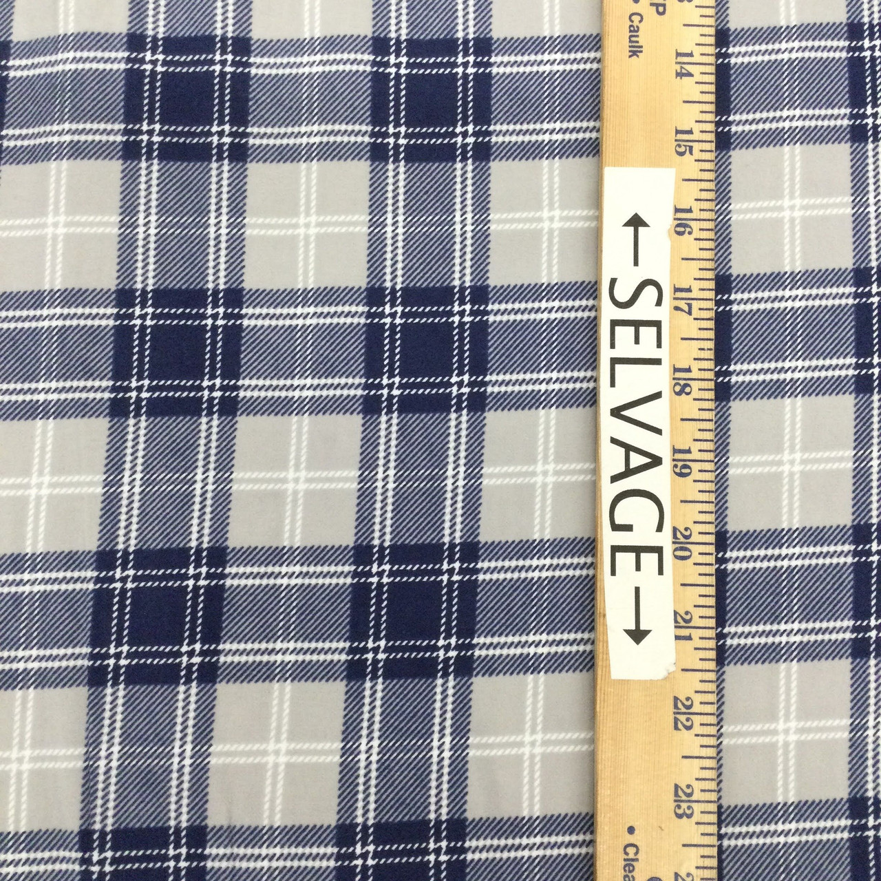 Plaid in Blue and Grey, Juvenile Flannel Fabric, 44 Wide