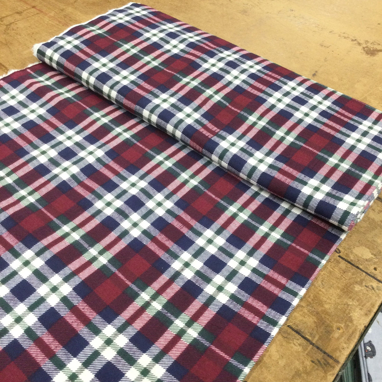 Plaid in Red / Blue / Green / White, Flannel Fabric, 44 Wide, 100%  Cotton