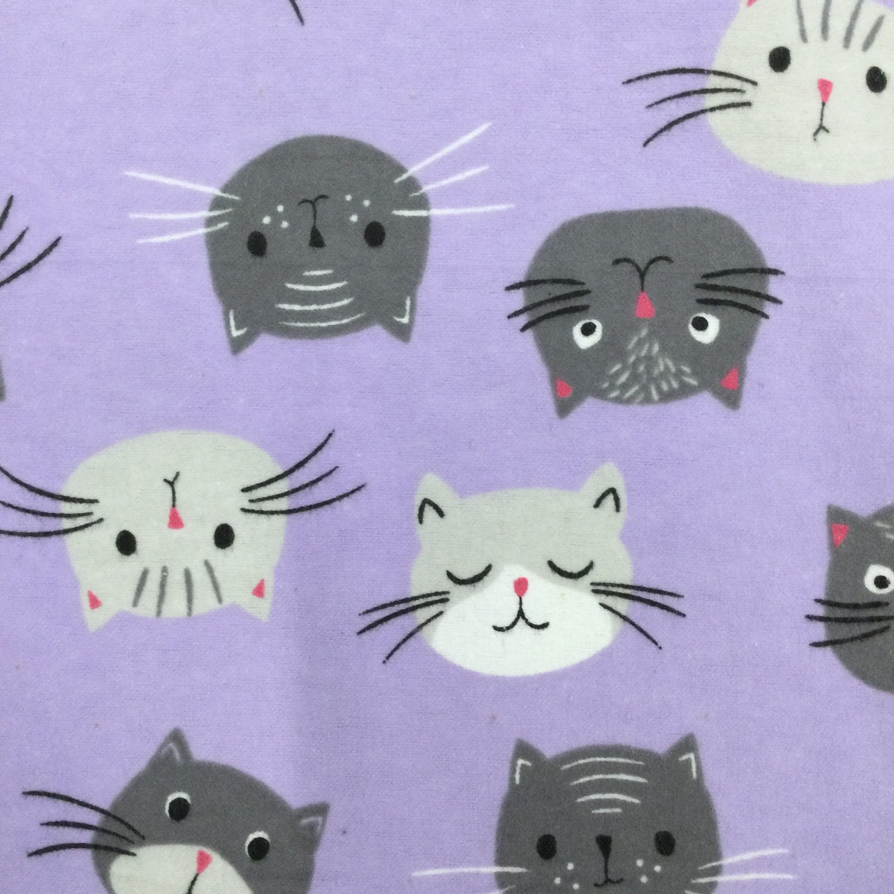 Cats in Lavender / Grey | Juvenile Flannel Fabric | 44 Wide | 100% Cotton | By The Yard 193 - Fabric