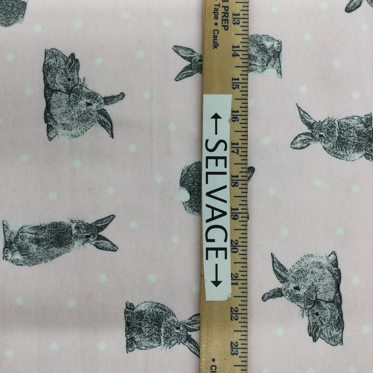 Bunny Rabbits in Grey and Pink, Easter, Juvenile Flannel Fabric, 44 Wide, 100% Cotton