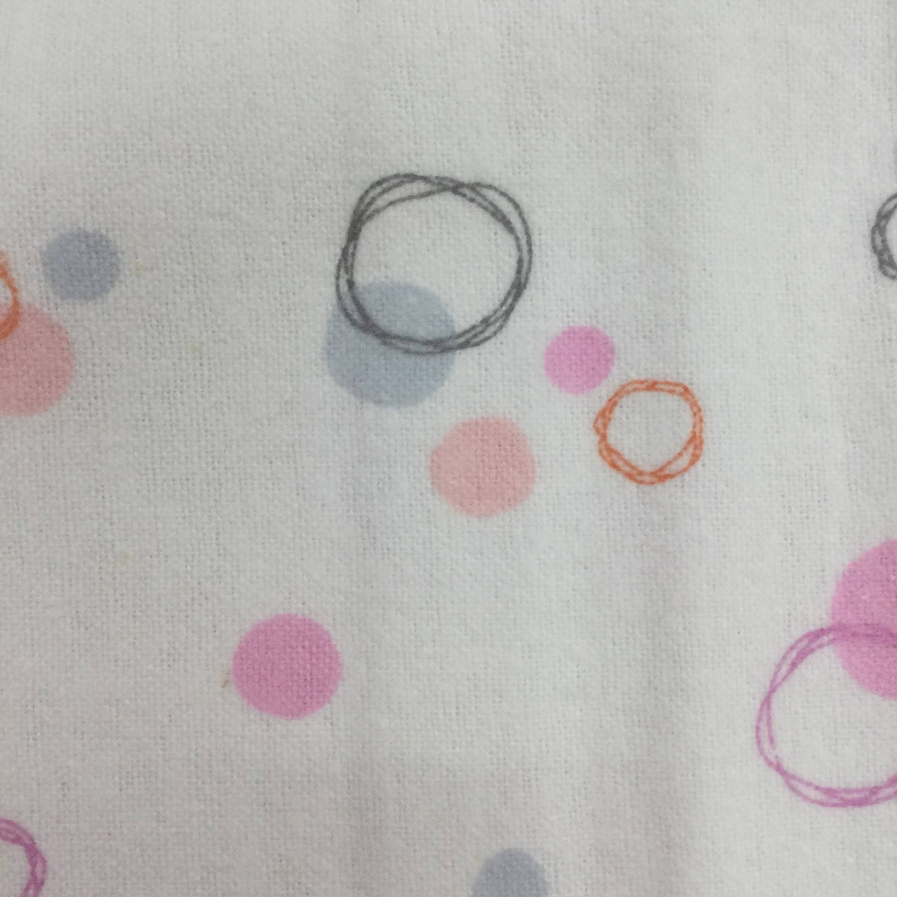 Pink Blue & Yellow Dots on Gray Flannel Fabric by the Yard Half