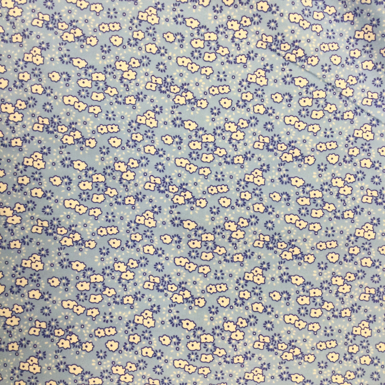 Retro Floral in Blue and White | Flannel Fabric | 44 Wide | 100% Cotton |  By The Yard 208 - Fabric Warehouse