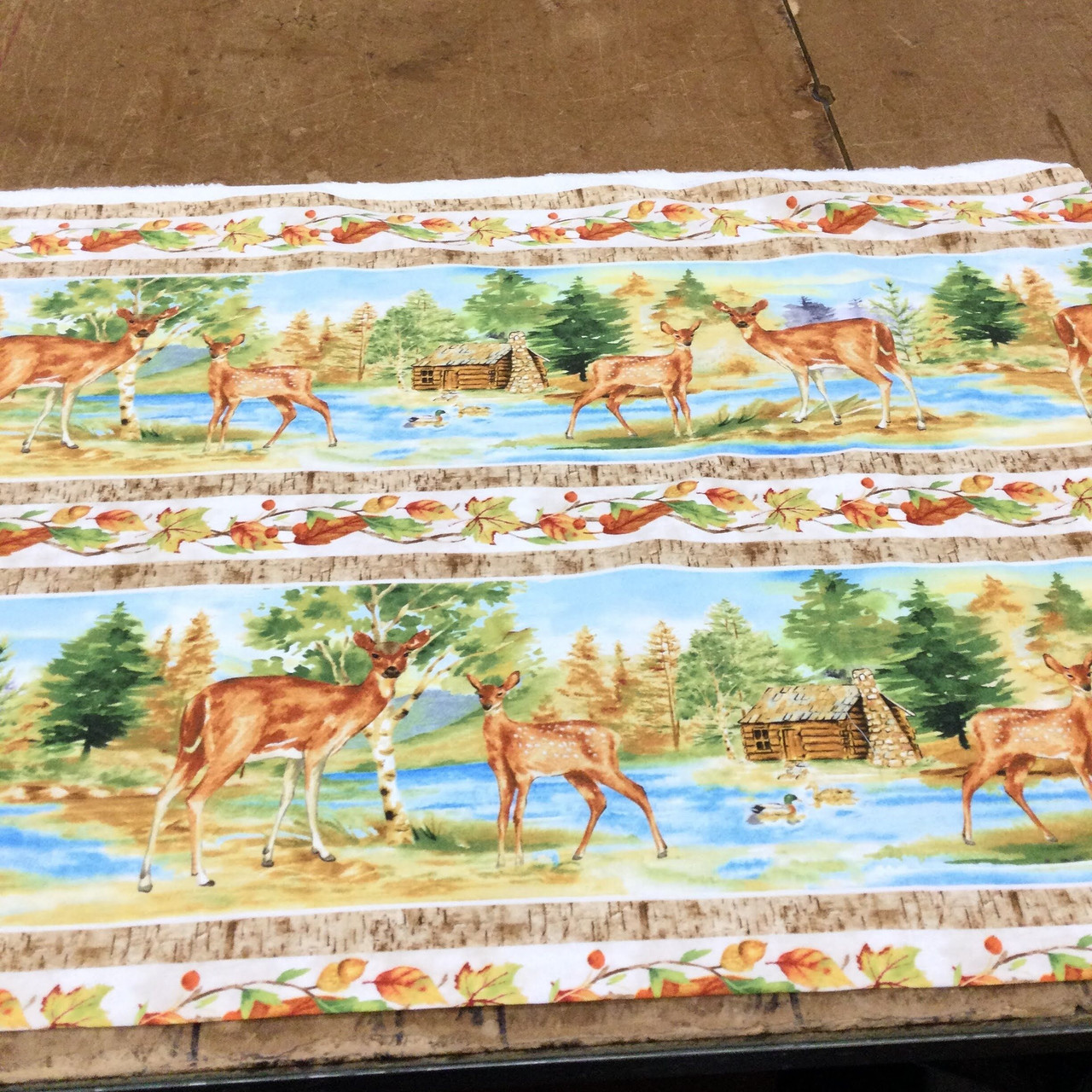 Quilt Fabric 1/2 Yard CLEARANCE Wild Deer Scene Buck Doe Fawn Premium  Cotton #PC