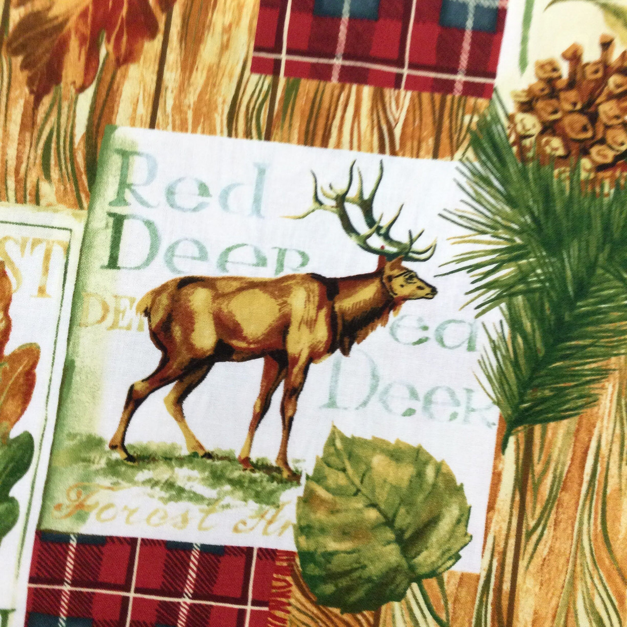 Deer Doe Buck Pheasant Bird Acorns cotton Fabric wall panel to sew /