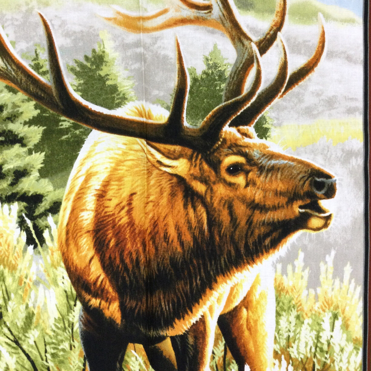Elk Wall Hanging, Cynthie Fisher, 24x44 inch panel, Quilting Fabric, 100% Cotton, 44 wide