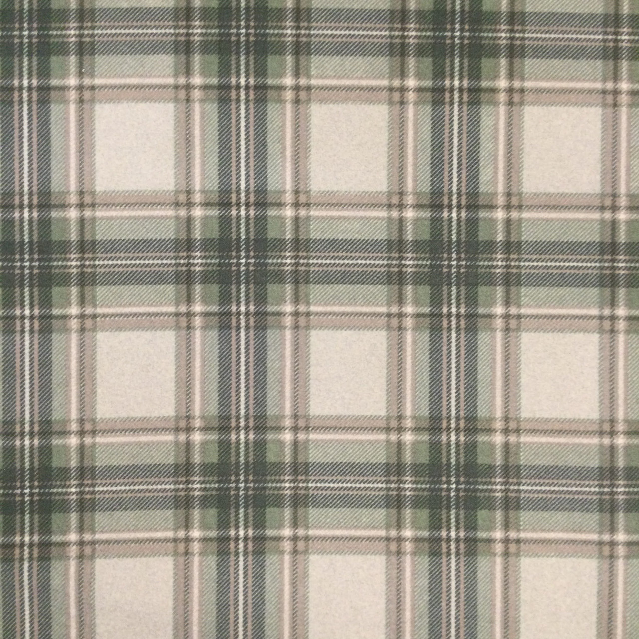 Tartan Plaid Velvet Fabric, Green / Taupe / Grey
