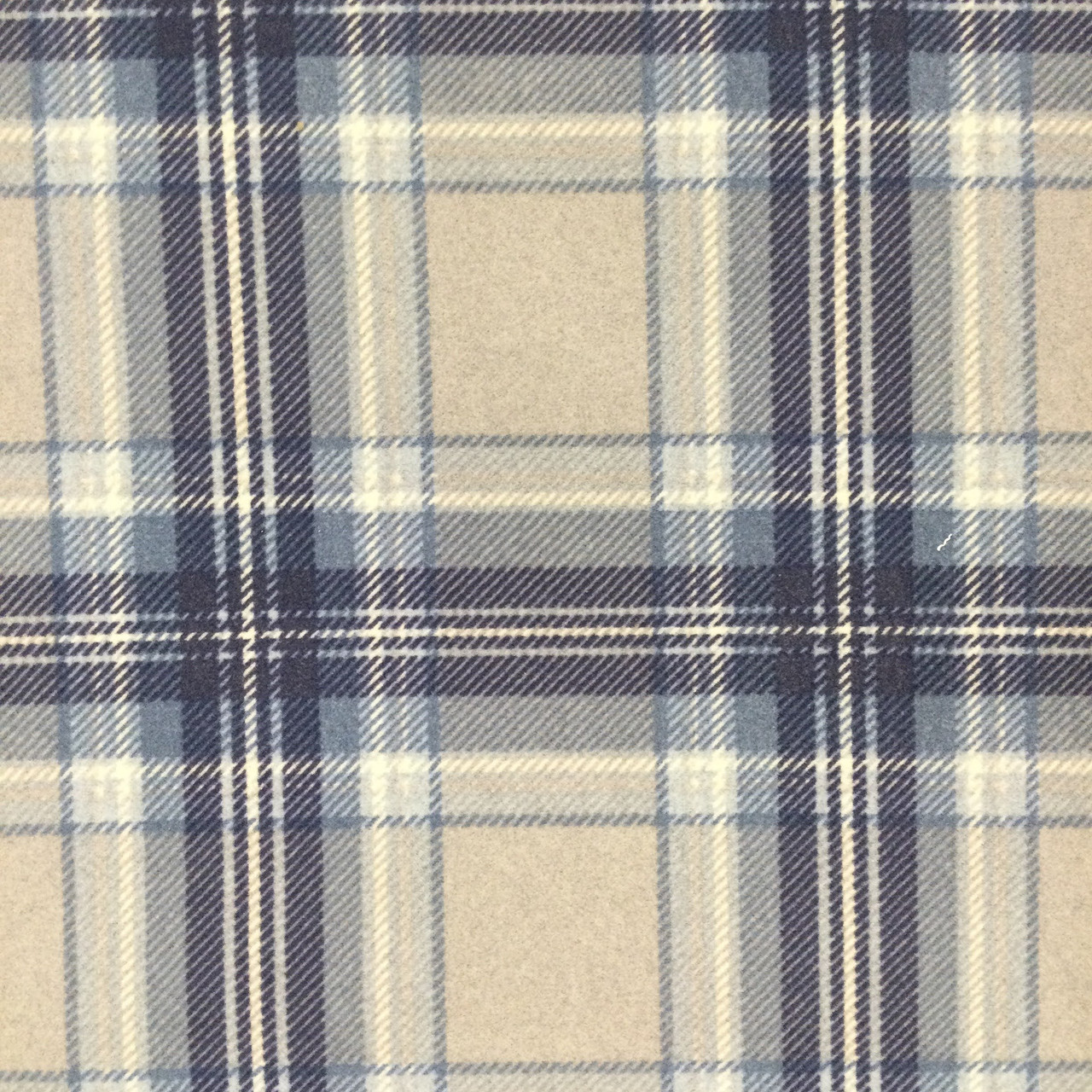 Tartan Plaid Velvet Fabric | Blue and Grey | Heavyweight Upholstery |  Microfiber Velvet | 54 wide | By The Yard