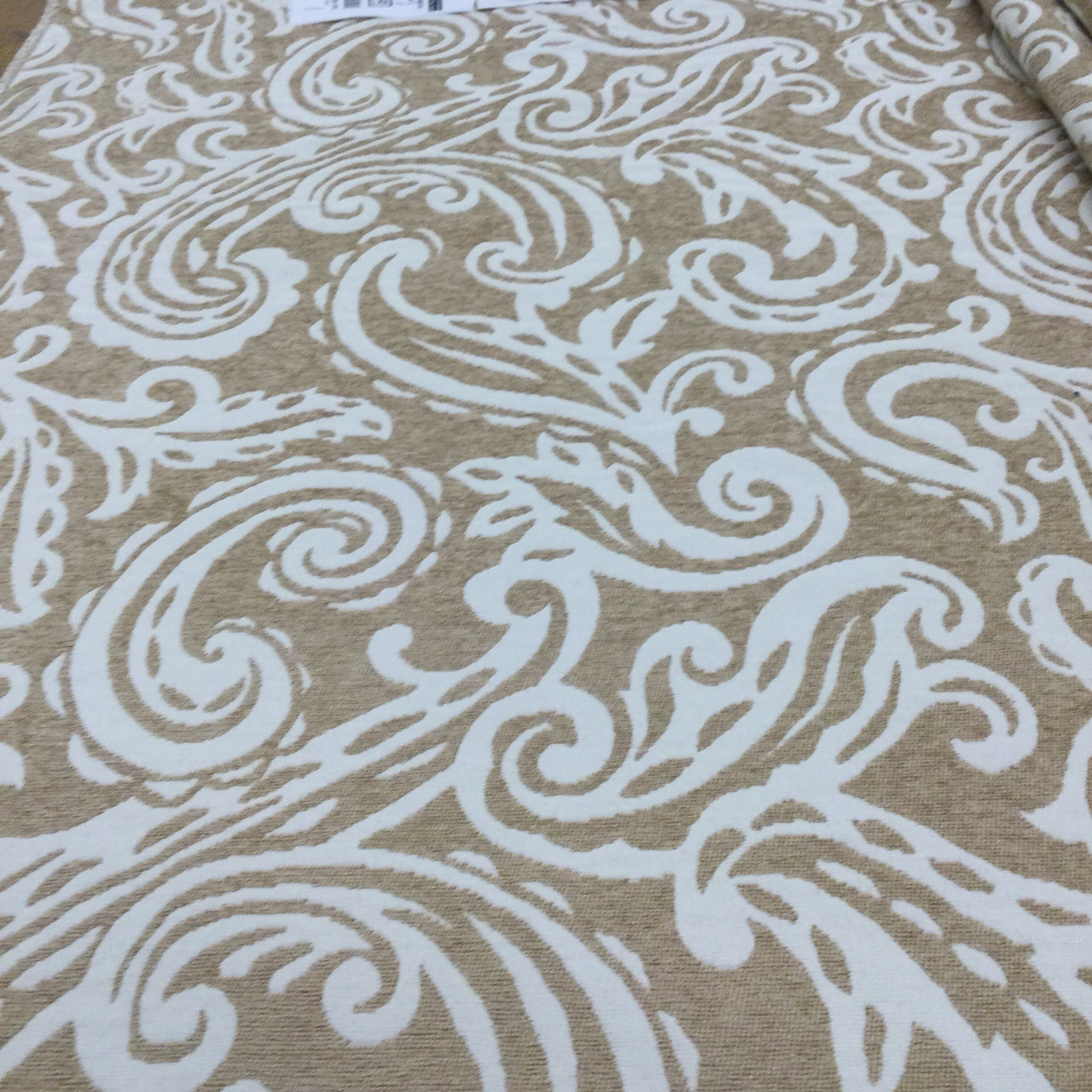 Taupe and Gray Contemporary Paisley Print Cotton Fabric by the Yard  Designer Drapery Curtain or Upholstery Fabric Tan and Gray Fabric M223