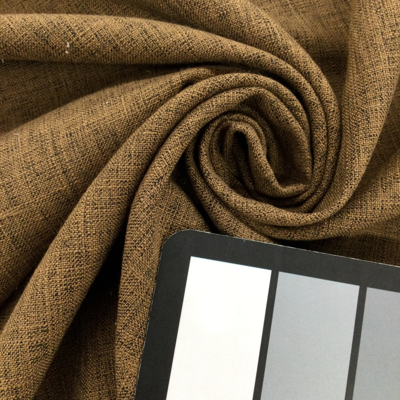 Heathered Brown Linen Weave Fabric, Upholstery / Drapery