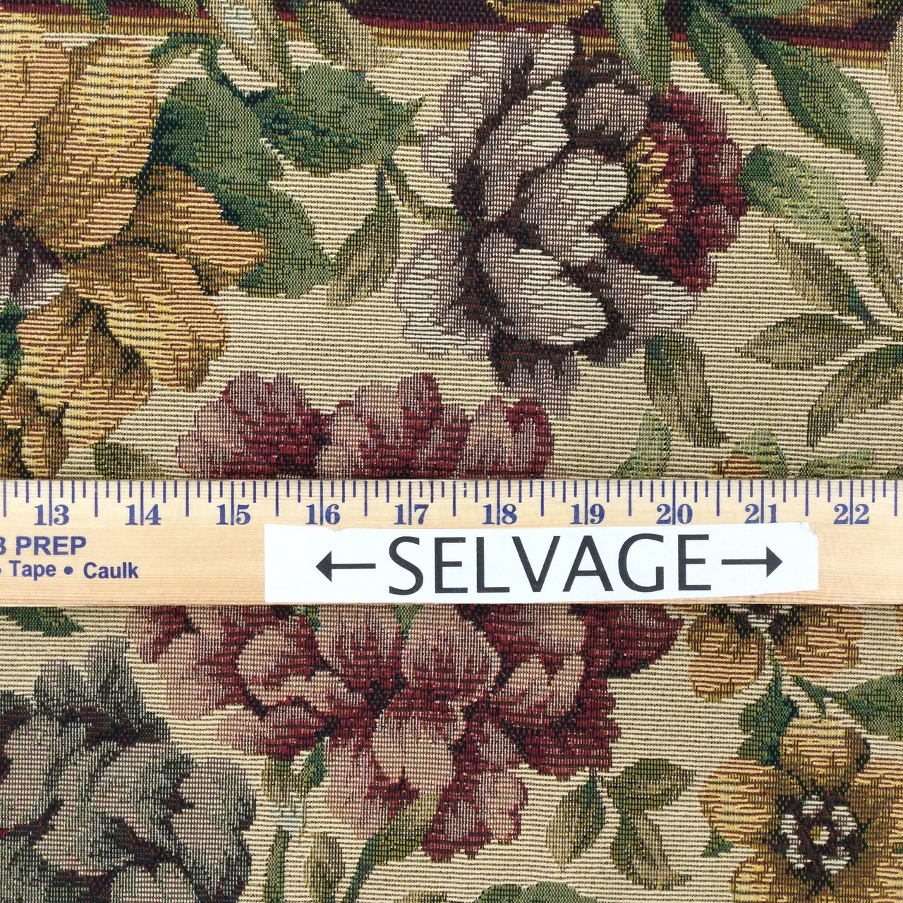 Floral Tapestry in Green, Red, Blue, Brown, Upholstery / Slipcover Fabric, 54 Wide