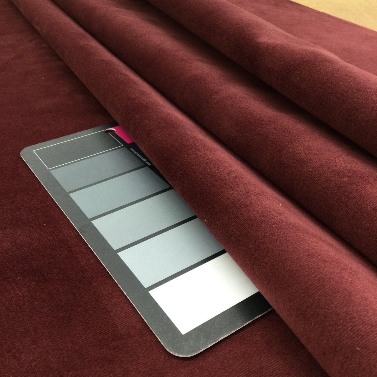 Red Burgundy Solid Texture Velvet Upholstery Fabric by The Yard