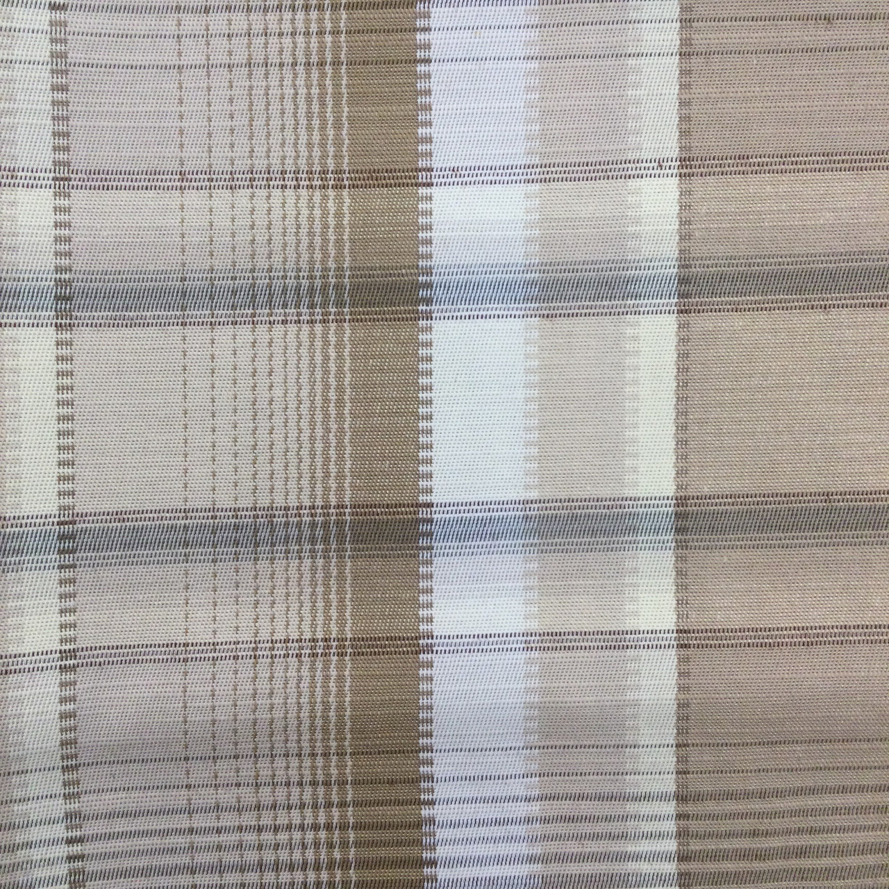 Vintage Plaid in Beige, Tan, and White | Drapery / Slipcover Fabric | 54