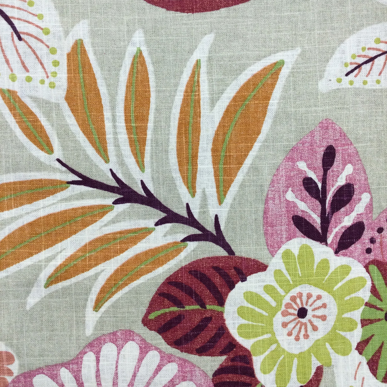 Tracey in Flora, Large Scale Floral in Citrus / Pink / Blue / Taupe, Richloom Home Decor / Drapery Fabric, Linen Blend, 54 Wide