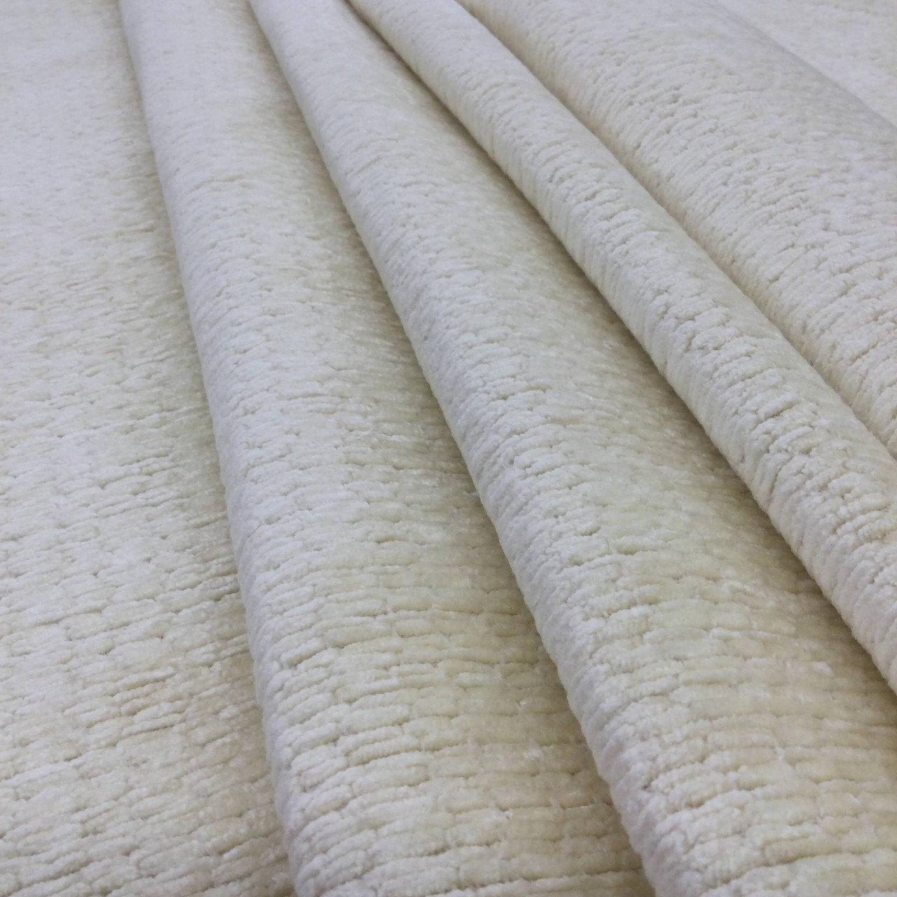 Ivory Off-White Chenille Fabric, Heavyweight Upholstery