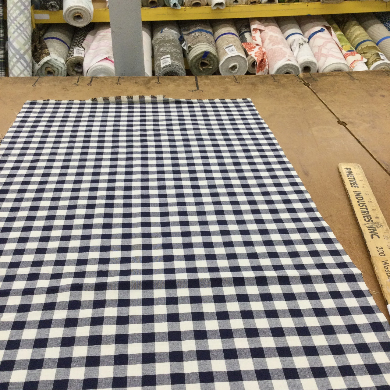 Navy Blue Basic Plaid Cotton Homespun Fabric Sold By The Yard