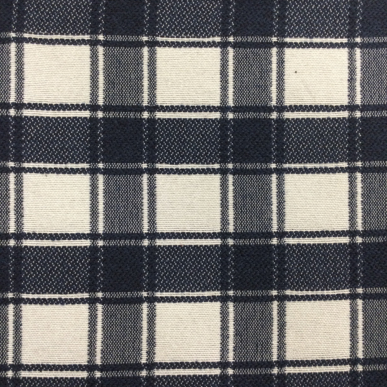 Navy Blue and White Plaid | Woven Wool Fabric | 12oz | 80/20 | 54 Wide |  By the Yard