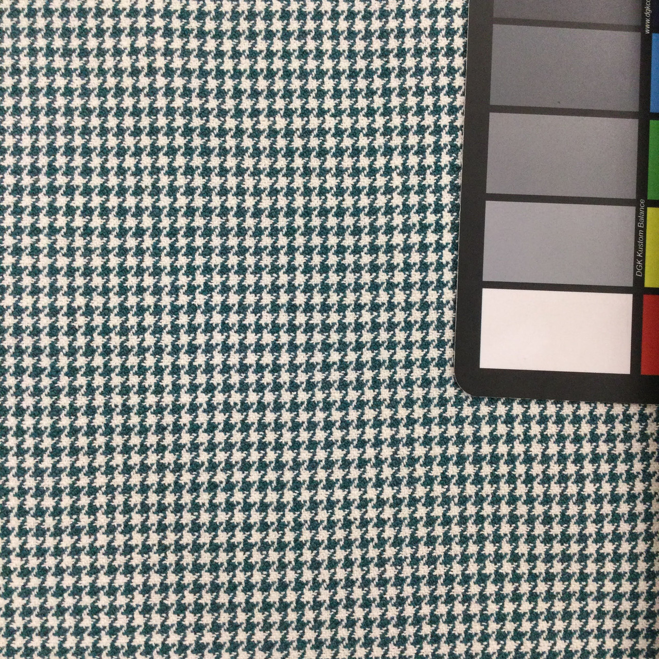 Houndstooth Fabric in Teal and White | Upholstery | Heavyweight