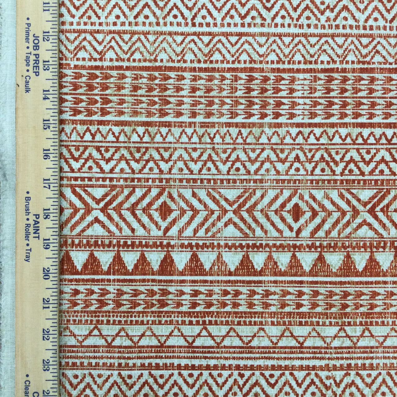 Boho Aztec Striped Fabric in Pepper Red and Natural | Home Decor / Drapery  | 54 Wide | By the Yard | Regal Fabrics