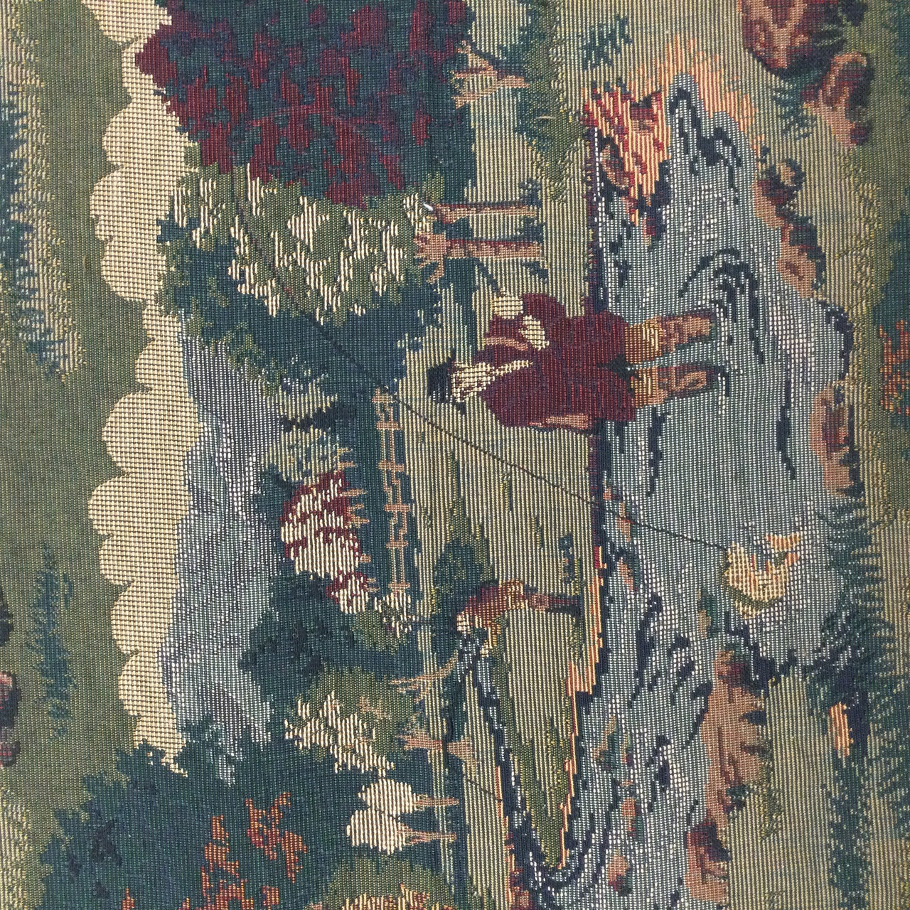 Fly Fishing Tapestry Fabric, Green / Red / Brown / Blue, Medium Weight  Upholstery, 54 Wide, By the Yard
