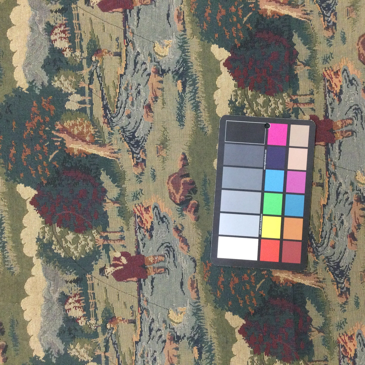 Fly Fishing Tapestry Fabric, Green / Red / Brown / Blue