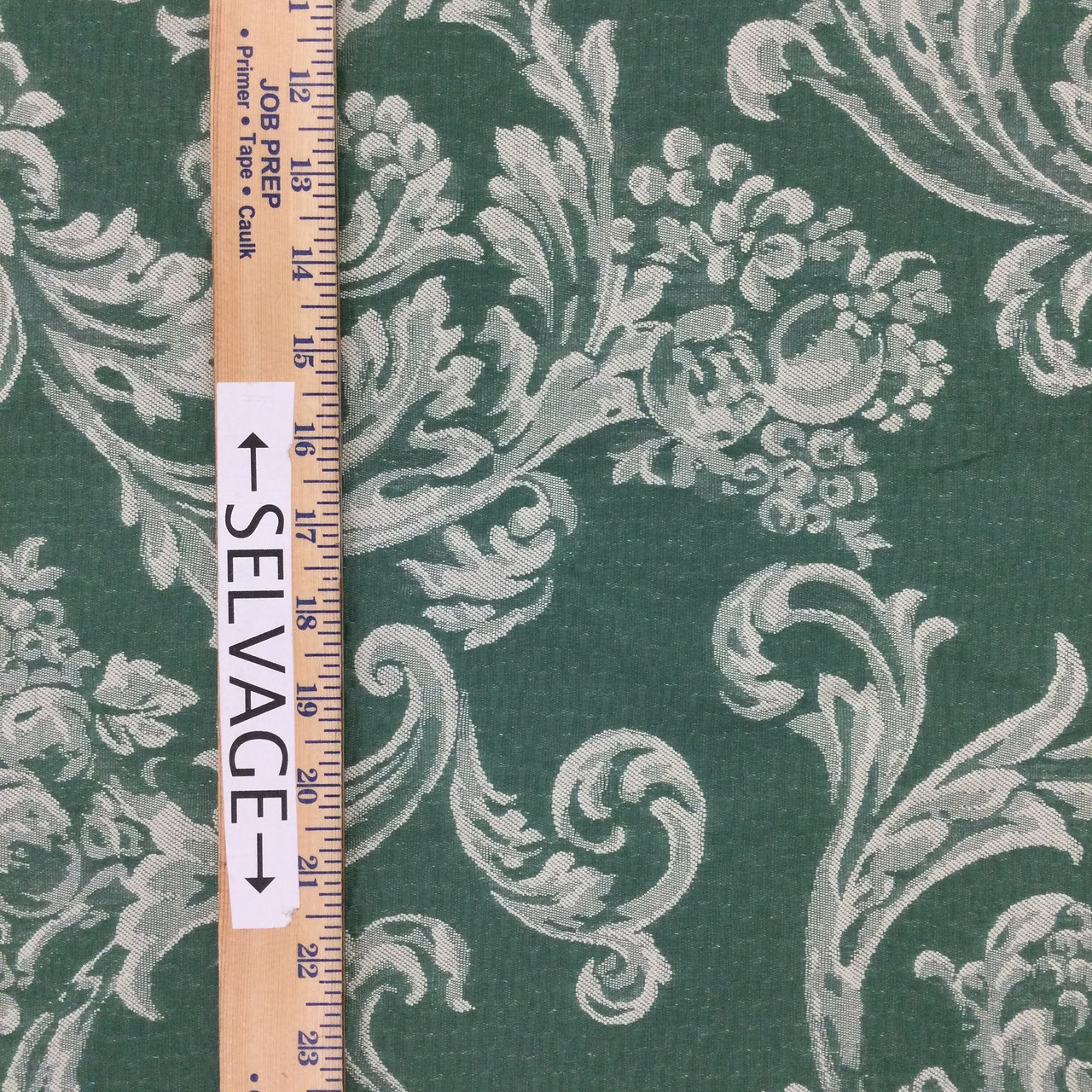 Damask Jacquard Fabric | Green / Off White | Upholstery