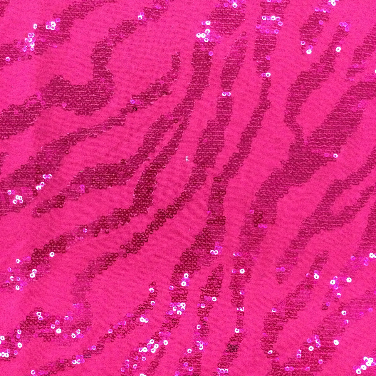 Solid Raspberry Fucshia Stretch Jersey Knit Fabric, Sequin Animal Motif, Clothing and Apparel, 60 Inch Wide