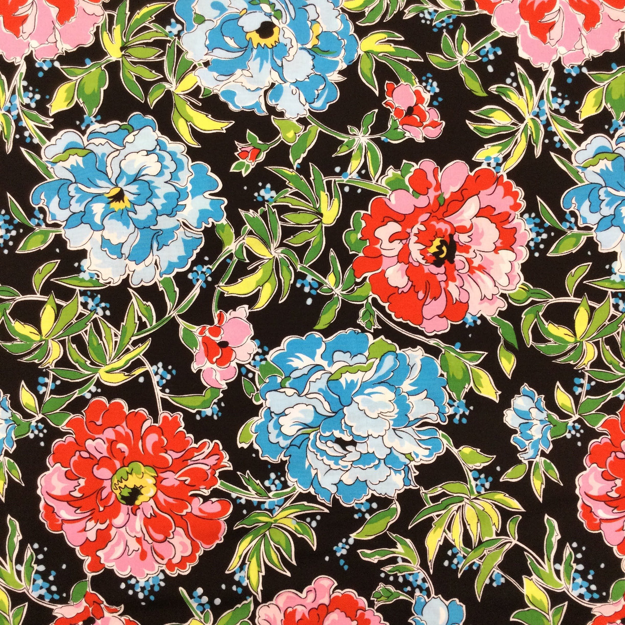 Red and Blue Floral Fabric: 100% Cotton