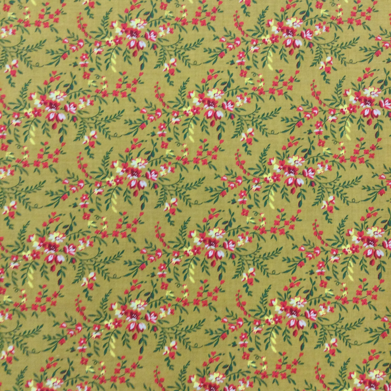 Vintage Floral Fabric by the Yard, Retro Flowers Cotton Garden