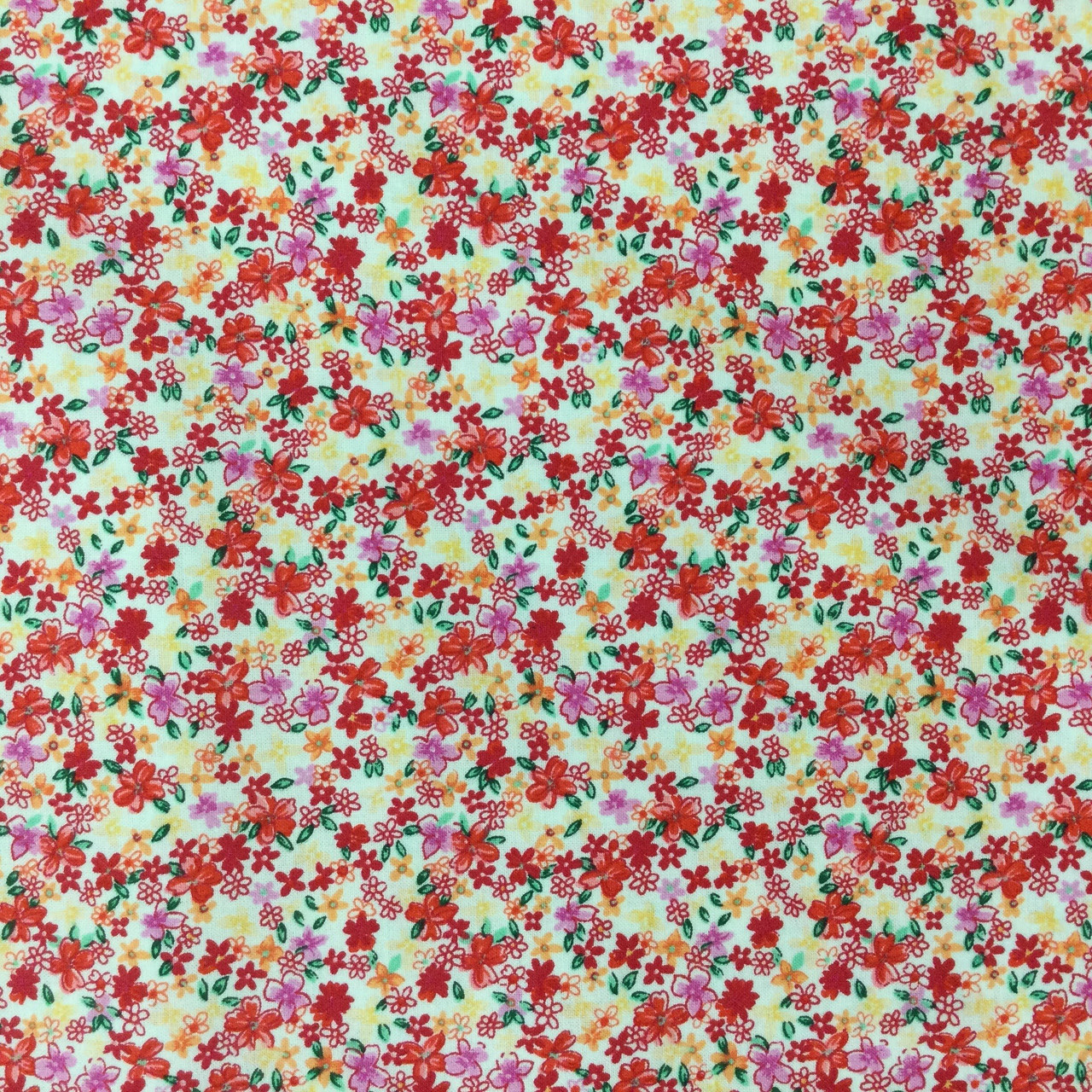 Floral in Red / Purple / Orange / White | Quilting Fabric | 44