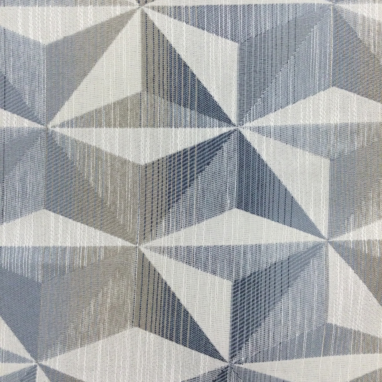 Beige White Modern Geometric Print Sheer Drapery and Upholstery Fabric by the Yard