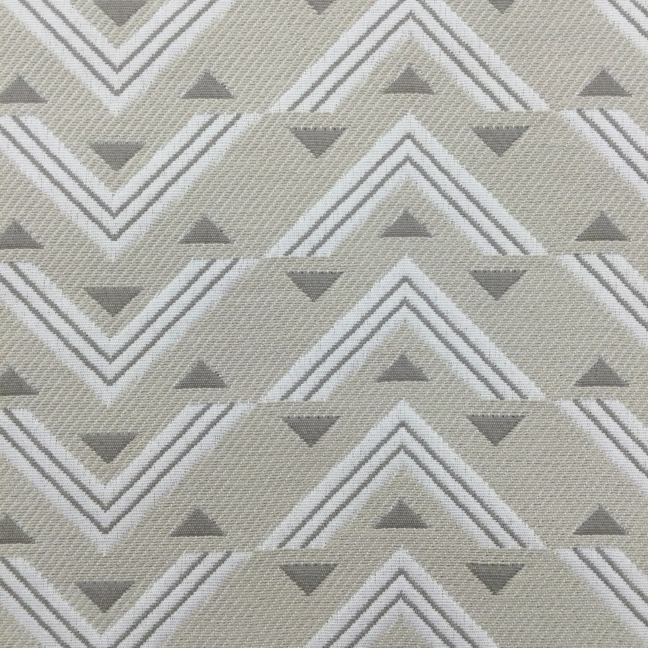 Geometric Triangles in Beige / Grey / White, Home Decor Fabric /  Upholstery, 59% Polyester / 41% Cotton, 54 W, By the Yard