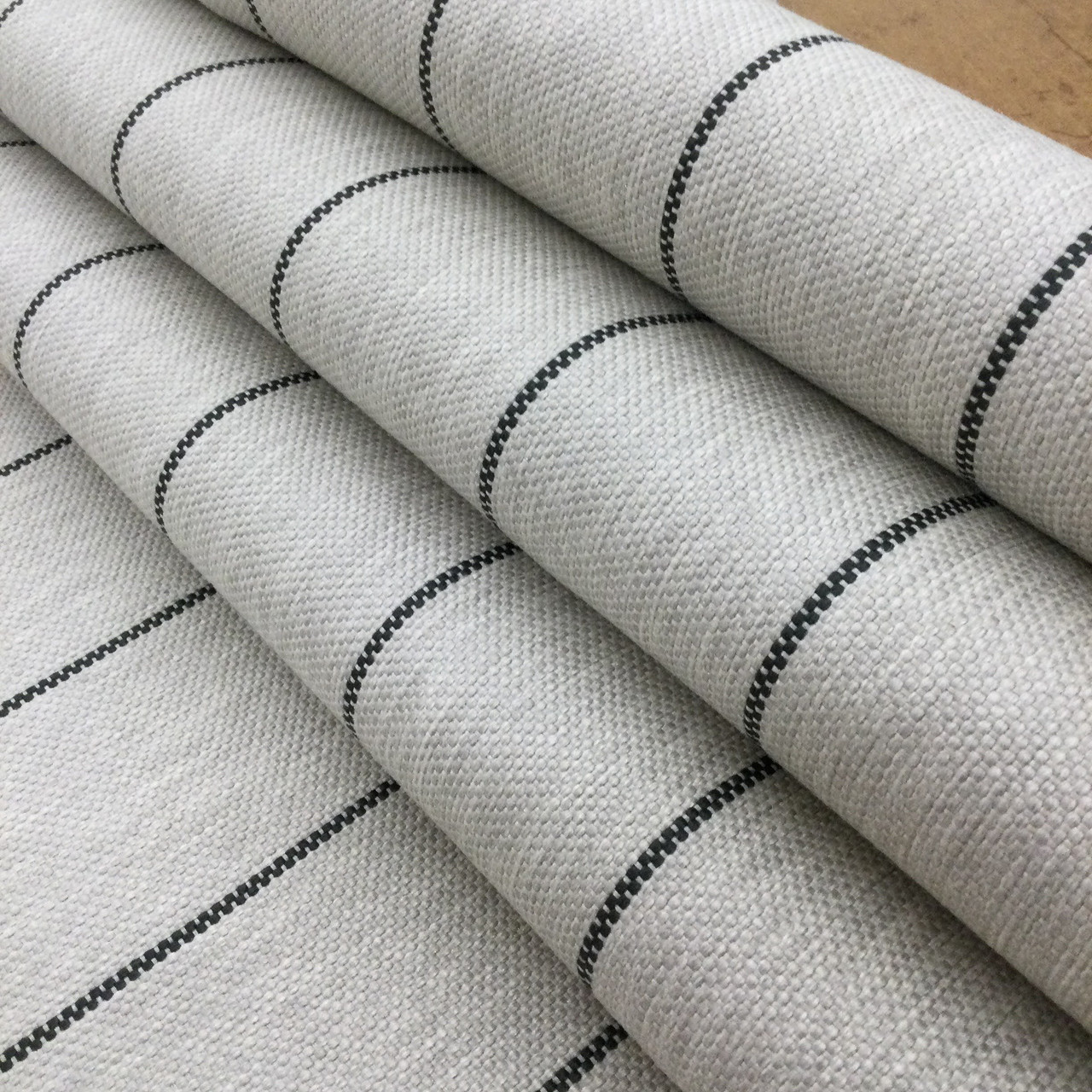 Thin Striped Fabric in Silver Grey and Charcoal | Upholstery / Slipcovers /  Drapery | 54 Wide | By the Yard | Capone in Grey