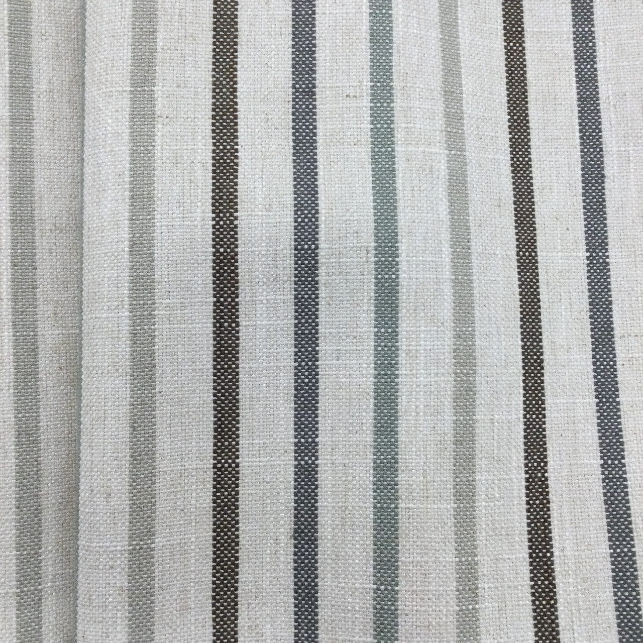 Vintage French Striped Linen Fabric by the Yard / Heavy Upholstery