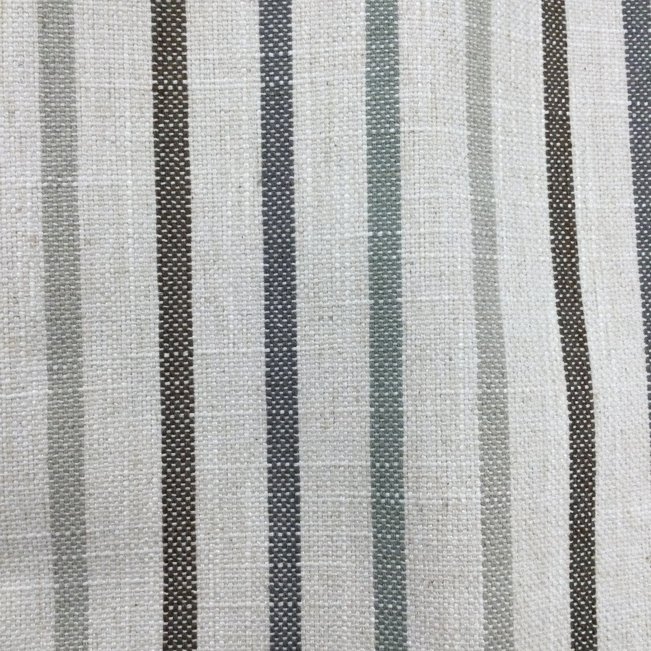 Striped Fabric in Natural Off-White / Mint Green / Grey / Brown |  Upholstery / Slipcovers / Drapery | 54