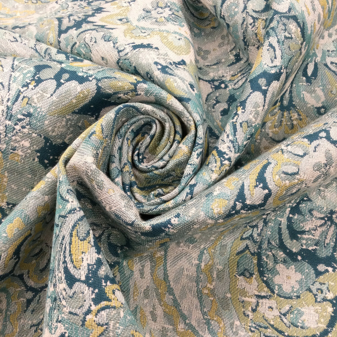 Paisley Jacquard Fabric | Blues / Green / Off White | Upholstery