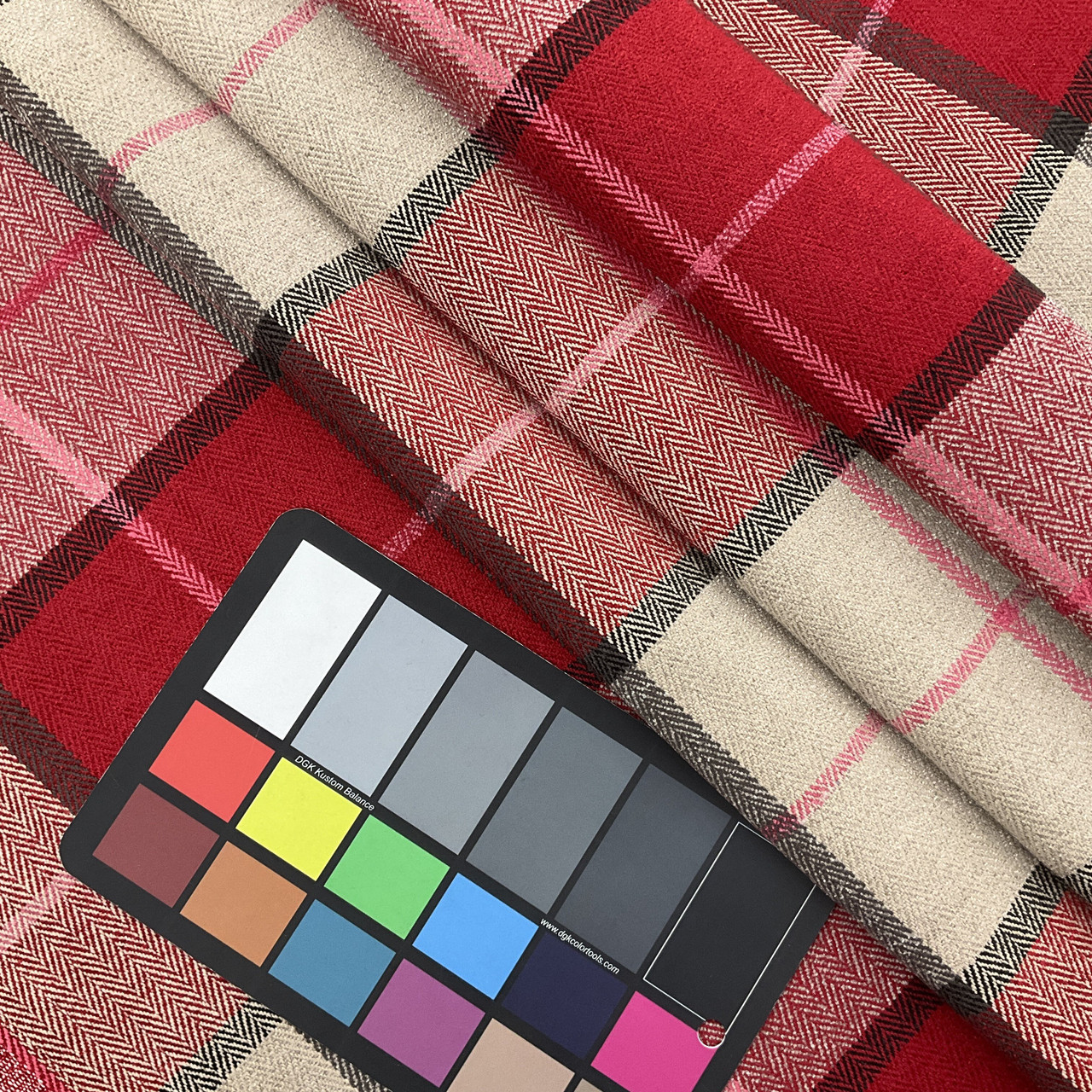 Close-Out Designer Red Plaid Tartan Woven Fabric- By the Yard