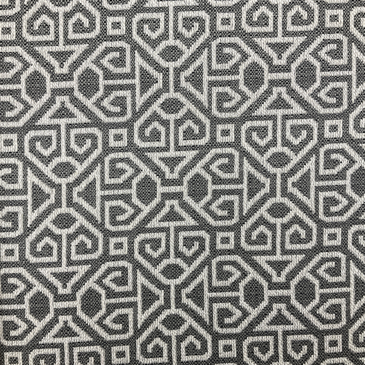 Tile Geometric Jacquard Fabric | Off White / Grey / Black | Upholstery |  54