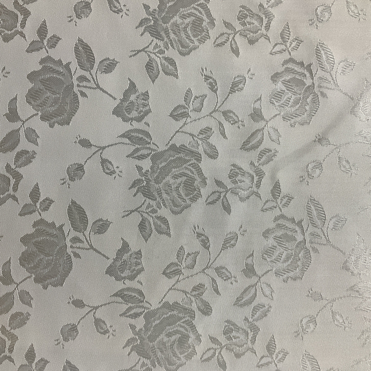 Rose Satin Jaquard White | Lightweight Jacquard, Satin Fabric | Home Decor  Fabric | 58