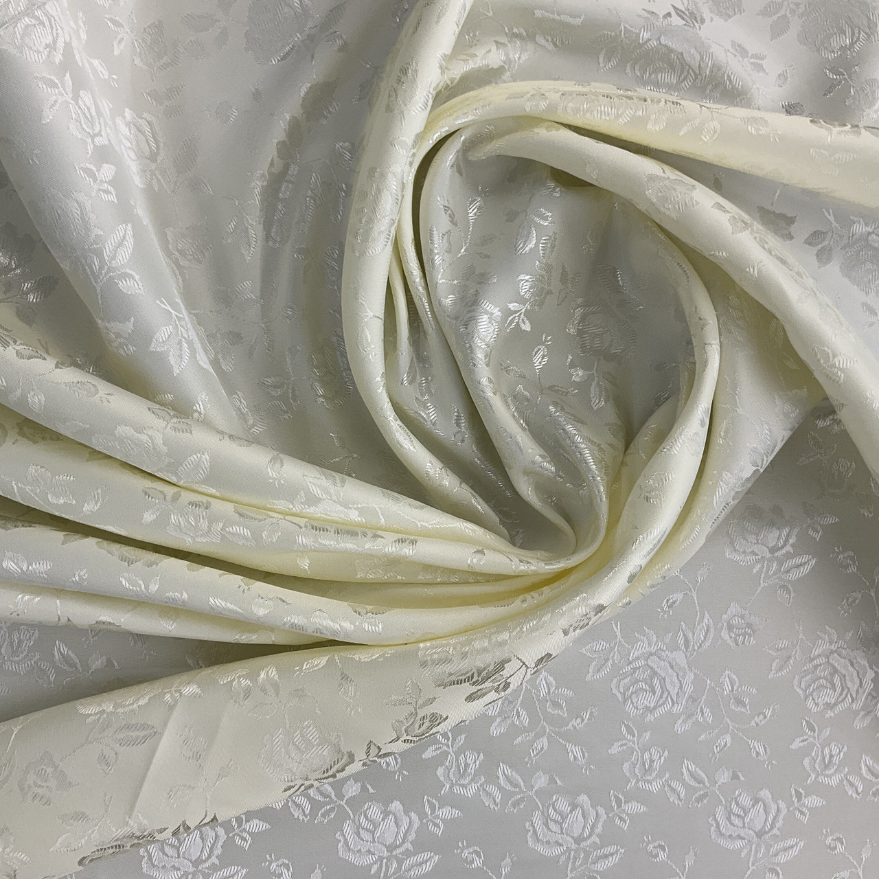 Rose Satin Jacquard Ivory | Lightweight Jacquard, Satin Fabric