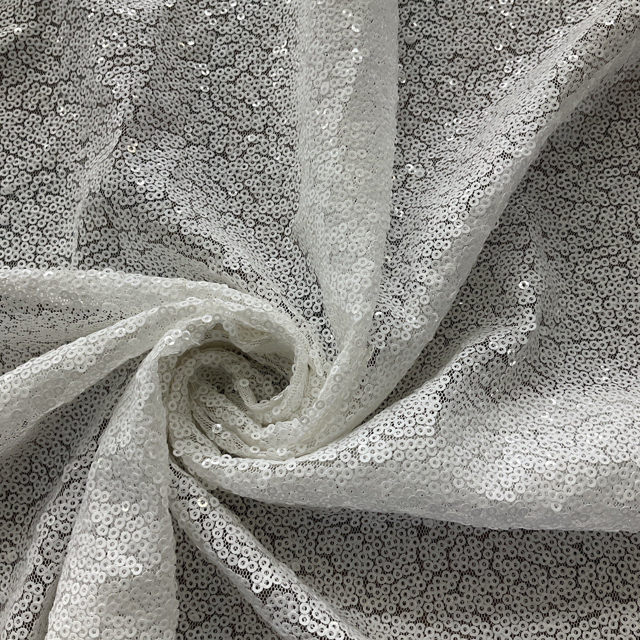 Glitz Sequin & Mesh White, Medium Weight Mesh Fabric