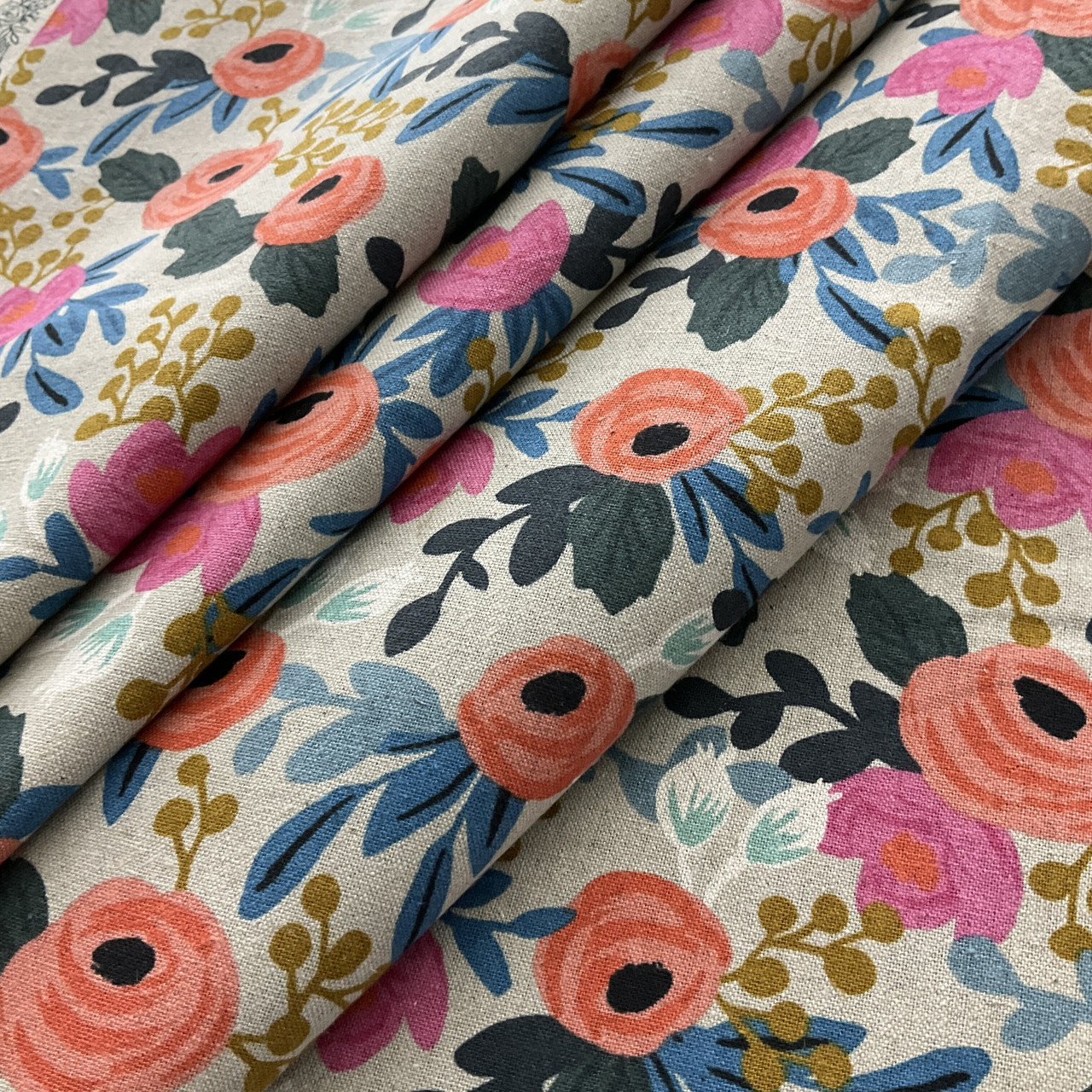 Cotton + Steel Rifle Paper Co. Les Fleurs Canvas Rosa Floral