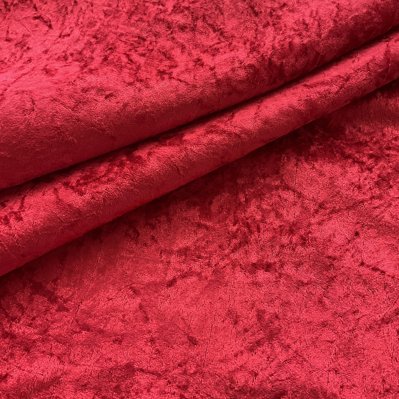 Alpine Crushed Velvet Red | Medium Weight Velvet Fabric | Home Decor Fabric  | 54 Wide