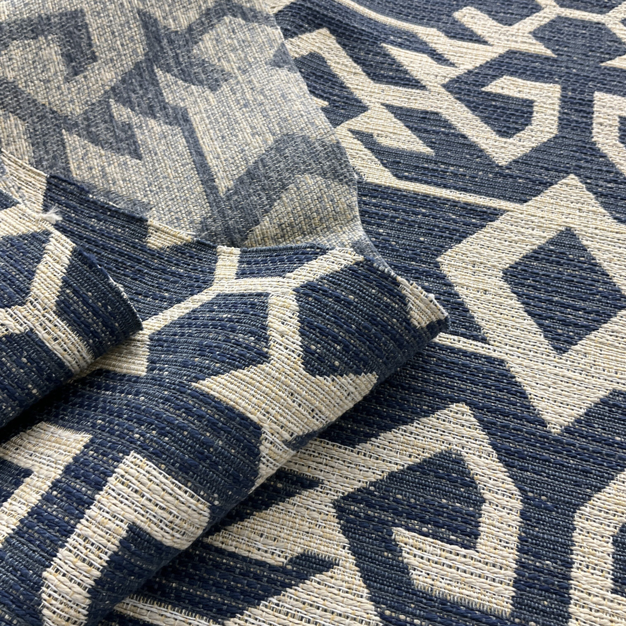 Artistry Tribal Southwest Arizcal Jacquard Indigo | Very Heavyweight  Jacquard Fabric | Home Decor Fabric | 57 Wide