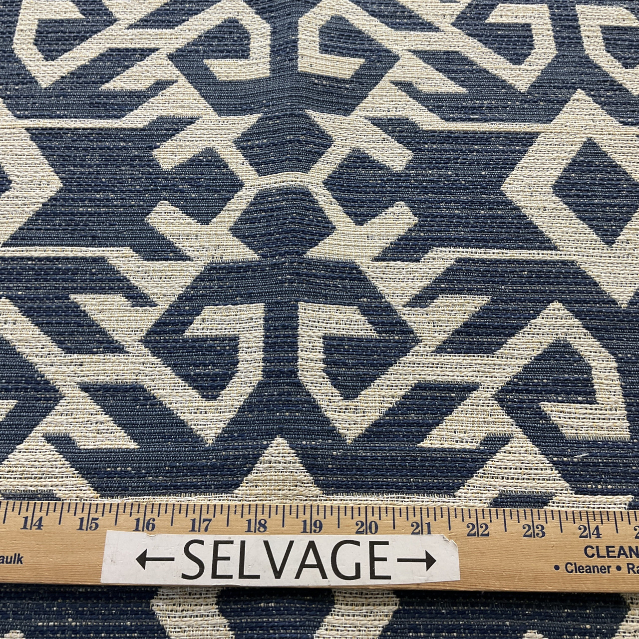 Rayon Batik Gray/Tan Southwest Aztec Designs on Deep Navy Blues 44 Wide  Hand-Dyed Bali