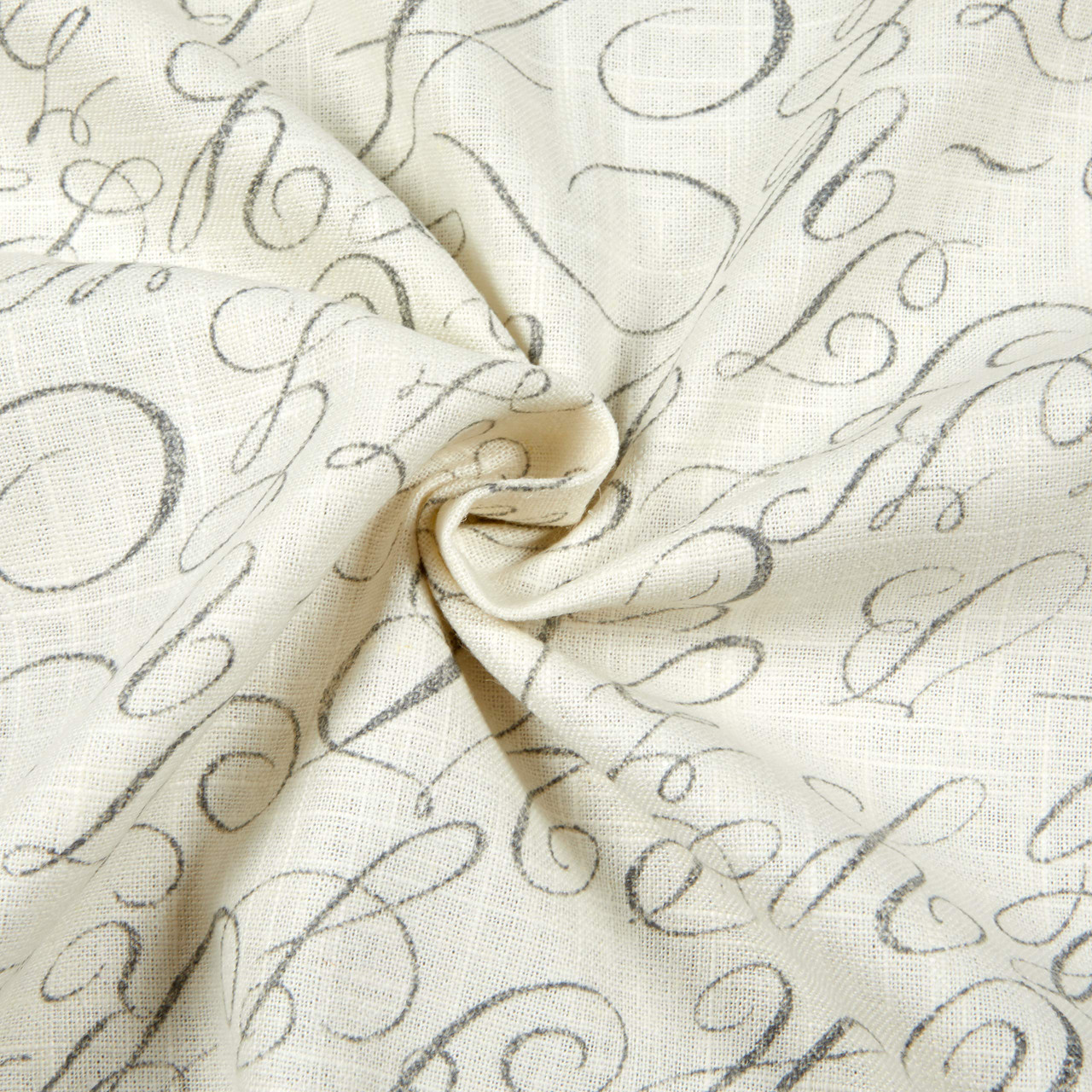 Waverly Cursive Caps Linen Silver | Medium/Heavyweight Linen Fabric ...