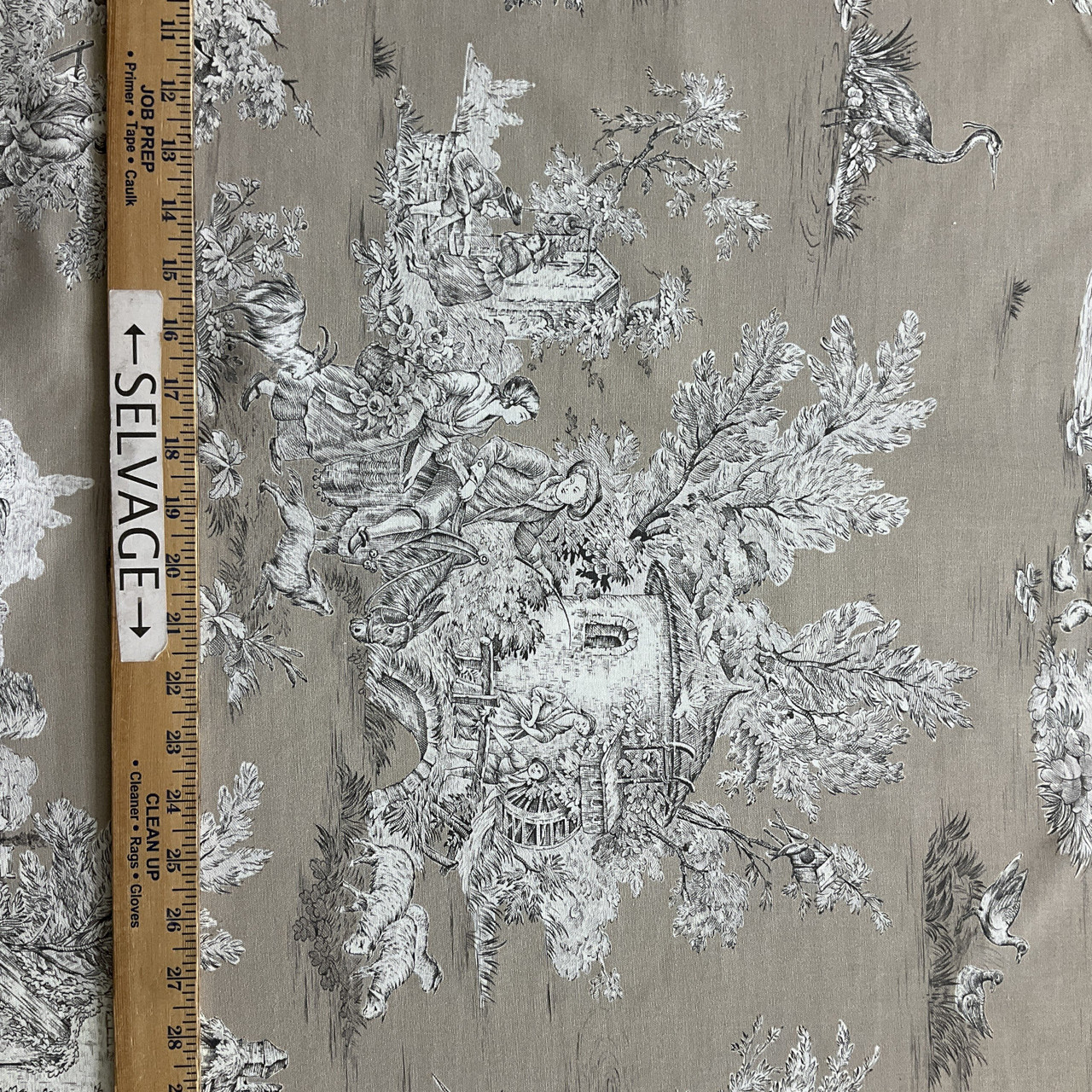 French Pastorale Toile Double Width Green Fabric